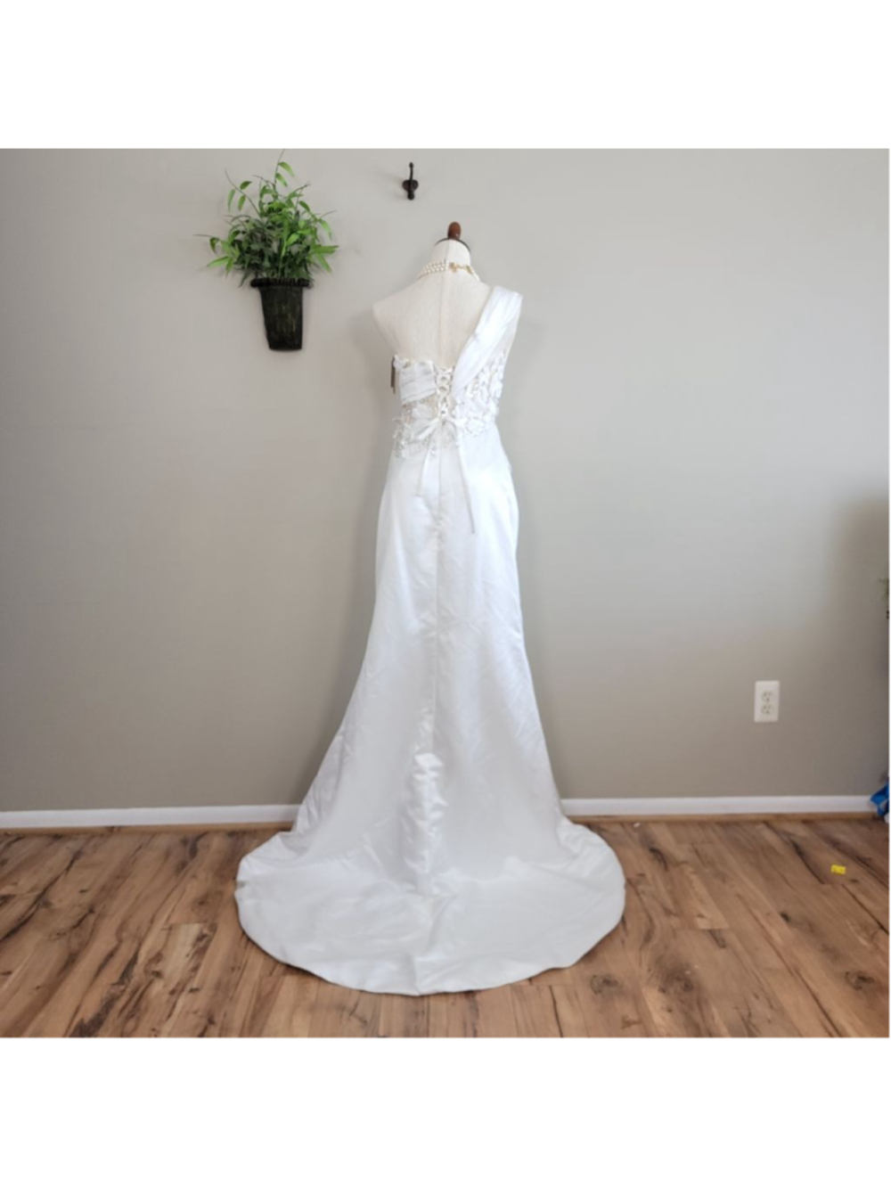NEW Missacc One Shoulder Illusion Corset 3D Floral Sequin Beaded Wedding Dress 2 - Picture 10 of 16